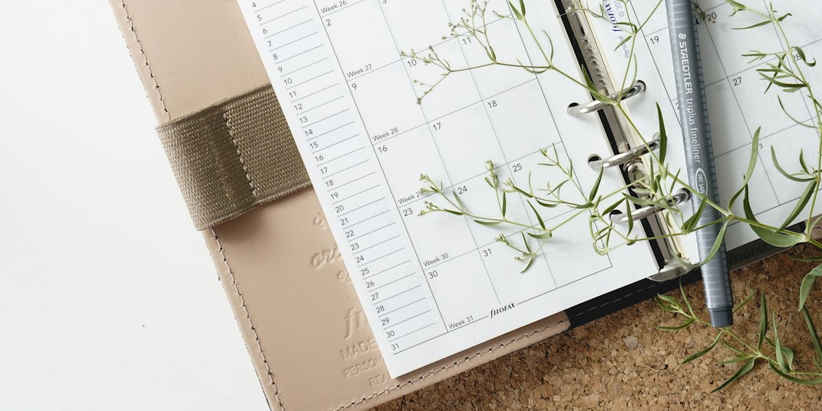 Weekly planner pages used to schedule ISO 9001 training before the September 2029 transition deadline
